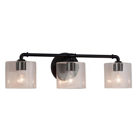 Justice Design Group Bronx 3-Light Bath Bar FSN-8463-30-SEED-MBLK
